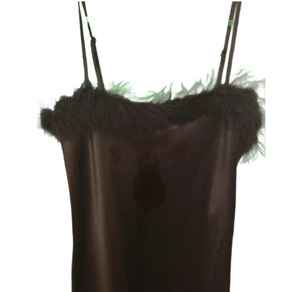 bebe Feather Trim Satin Slipdress  NWT  Size M